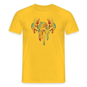 Native American Kokopelli Whale Dreamcatcher 1 - Männer T-Shirt - Gelb - Vorne - AI Model Male 178 dark (178cm)