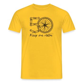 50 - keep on rollin' - Men's T-Shirt - yellow - Front - AI Model Male 178 dark (178cm)