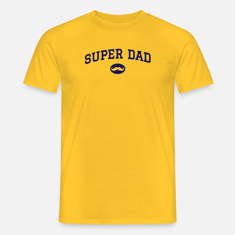 Super Papa Schnurrbart - Männer T-Shirt - Gelb