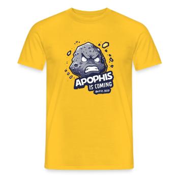 Apophis 13.04.2029 / Interstellares Objekt 99942 - Männer T-Shirt - Gelb - Vorne - AI Model Male 178 dark (178cm)