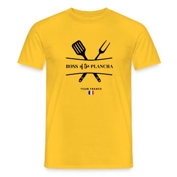 BOSS of the Plancha team france W 01 - Men's T-Shirt - yellow - Front - AI Model Male 178 dark (178cm)