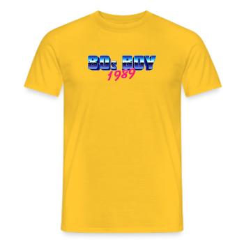 80's Boy 1989, Geburtsshirt - Männer T-Shirt - Gelb - Vorne - AI Model Male 178 dark (178cm)