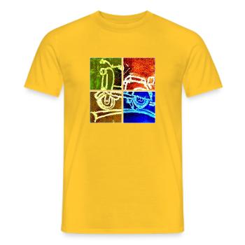 Comic Roller Collage 003 - Men's T-Shirt - yellow - Front - AI Model Male 178 dark (178cm)