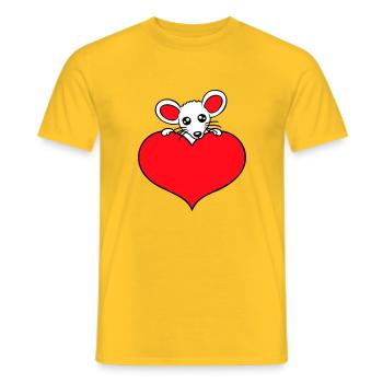 Maus Herz Liebe Symbol Lieblingstier Haustier Süß - Männer T-Shirt - Gelb - Vorne - AI Model Male 178 dark (178cm)