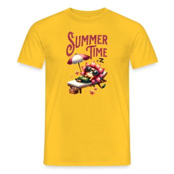 Fleur d’été - T-shirt homme - jaune - Devant - AI Model Male 178 dark (178cm)