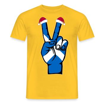 Schottland Flagge Weihnachten Peace Symbol - Männer T-Shirt - Gelb - Vorne - AI Model Male 178 dark (178cm)