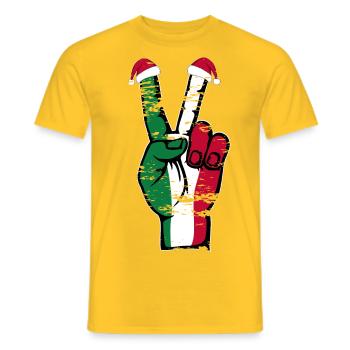 Italy Flag Christmas Peace Symbol Used - Men's T-Shirt - yellow - Front - AI Model Male 178 dark (178cm)