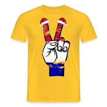 Holland Flag Christmas Peace Symbol Used - Men's T-Shirt - yellow - Front - AI Model Male 178 dark (178cm)