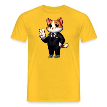 Elegant Business Cat - Men's T-Shirt - yellow - Front - AI Model Male 178 dark (178cm)