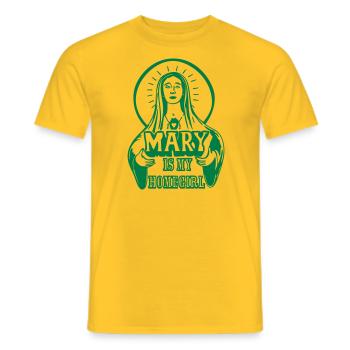 mary homegirl - Men's T-Shirt - yellow - Front - AI Model Male 178 dark (178cm)