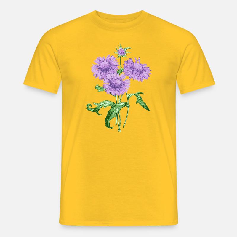 Sommerblume mit violetten Blüten - Männer T-Shirt - Gelb