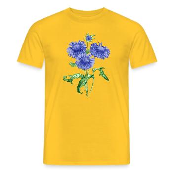 Sommerblume mit blauen Blüten - Männer T-Shirt - Gelb - Vorne - AI Model Male 178 dark (178cm)