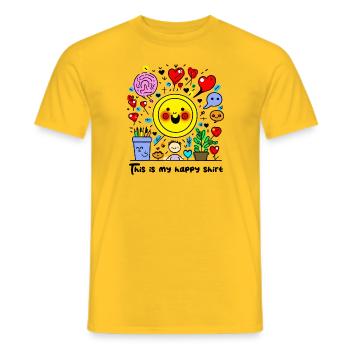 This Is My Happy Shirt T Shirt - Men's T-Shirt - yellow - Front - AI Model Male 178 dark (178cm)