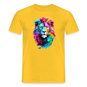 Painted Lion - Men's T-Shirt - yellow - Front - AI Model Male 178 dark (178cm)