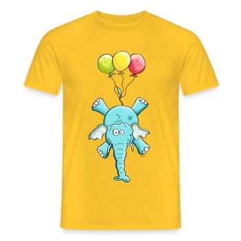 Elephant avec des ballons - T-shirt homme - jaune - Devant - AI Model Male 178 dark (178cm)
