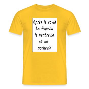 Après le covid - T-shirt homme - jaune - Devant - AI Model Male 178 dark (178cm)