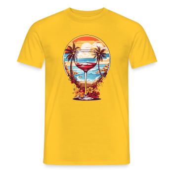 Verre de vin de plage - T-shirt homme - jaune - Devant - AI Model Male 178 dark (178cm)