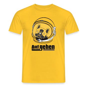 Weltraumhund Mission - Männer T-Shirt - Gelb - Vorne - AI Model Male 178 dark (178cm)