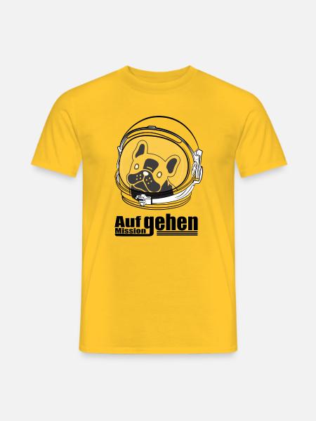 Weltraumhund Mission - Männer T-Shirt - Gelb