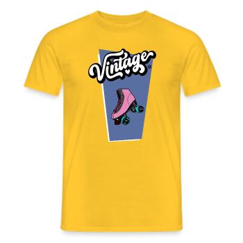 Vintage Rollschuh - Männer T-Shirt - Gelb - Vorne - AI Model Male 178 dark (178cm)
