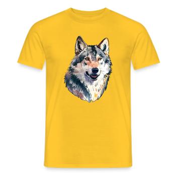 Wolf Portrait Animal Lover - Men's T-Shirt - yellow - Front - AI Model Male 178 dark (178cm)