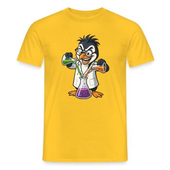 Crazy Professor Penguin Chemistry Nerd Experiment - T-shirt homme - jaune - Devant - AI Model Male 178 dark (178cm)