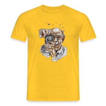 Selfie 2 illustration aquarelle carographique - T-shirt homme - jaune - Devant - AI Model Male 178 dark (178cm)