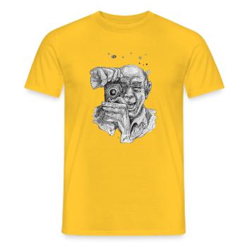 Selfie 2 dessin carographique en noir et blanc - T-shirt homme - jaune - Devant - AI Model Male 178 dark (178cm)