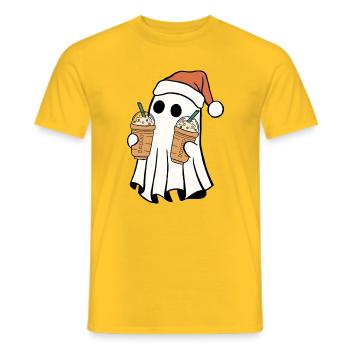Merry Christmas Ghost Bubble Tea Santa Hat - Men's T-Shirt - yellow - Front - AI Model Male 178 dark (178cm)