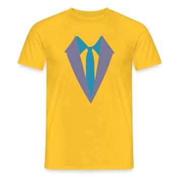 Geometrischer Anzug mit Krawatte - Männer T-Shirt - Gelb - Vorne - AI Model Male 178 dark (178cm)