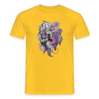 Blumen Zentangle in Lila - Männer T-Shirt - Gelb - Vorne - AI Model Male 178 dark (178cm)
