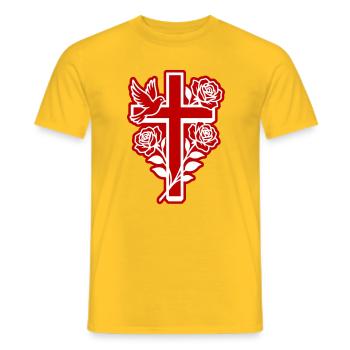 Colombe croix chrétienne - T-shirt homme - jaune - Devant - AI Model Male 178 dark (178cm)