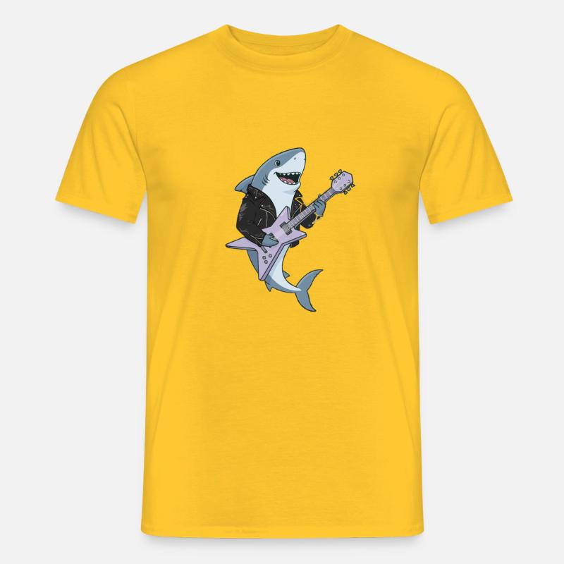 Shark Rocker mit E-Gitarre - Männer T-Shirt - Gelb