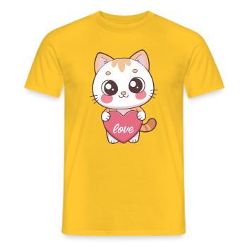 Kawaii Katzenherz-Liebe - Männer T-Shirt - Gelb - Vorne - AI Model Male 178 dark (178cm)