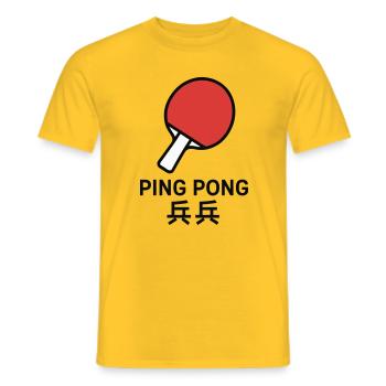 Raquette de Ping-Pong - Tennis de table - T-shirt homme - jaune - Devant - AI Model Male 178 dark (178cm)