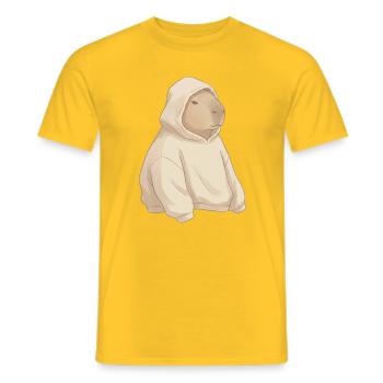 Sweat à capuche chameau : style urbain cosy - T-shirt homme - jaune - Devant - AI Model Male 178 dark (178cm)