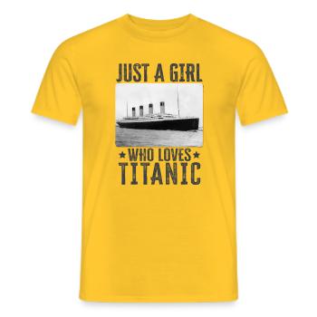 Titanic Girl Loves Titanic - Girl Titanic Design - Men's T-Shirt - yellow - Front - AI Model Male 178 dark (178cm)