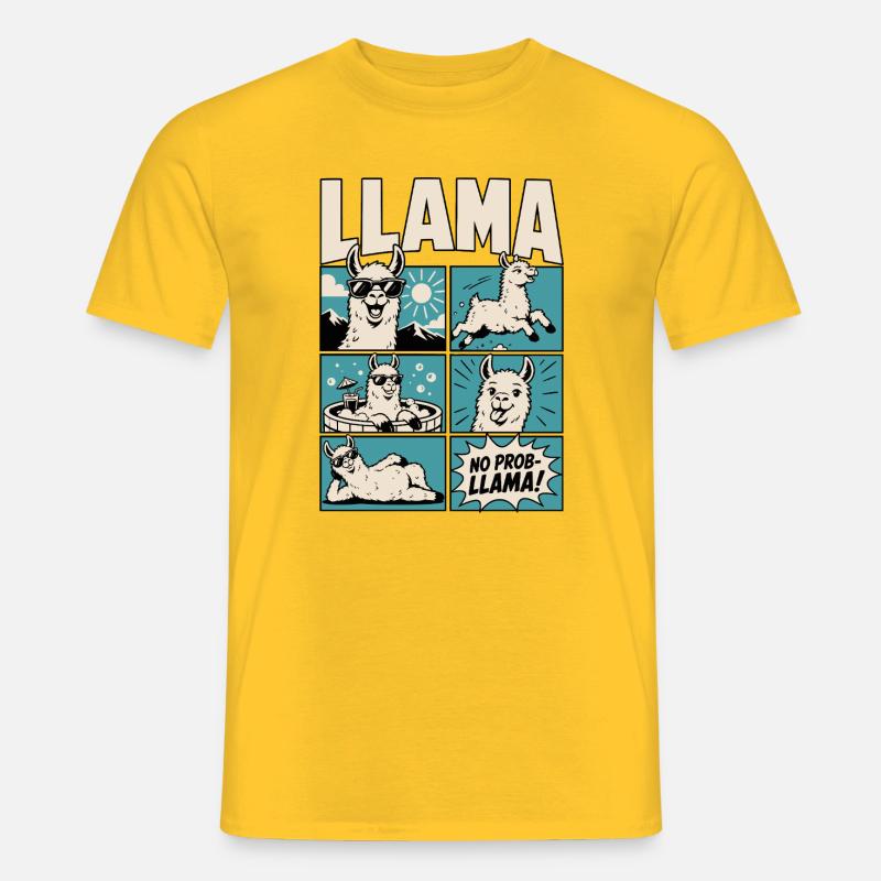 Chill Llama Comic Design - Men’s T-shirt - yellow