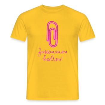 BÜROKLAMMER ZUSAMMENHALTEN, PROTEST, NIE WIEDER - Männer T-Shirt - Gelb - Vorne - AI Model Male 178 dark (178cm)