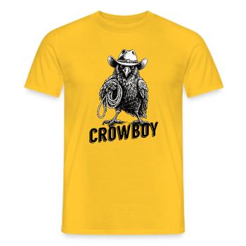 Crowboy – Der Cowboy unter den Krähen - Männer T-Shirt - Gelb - Vorne - AI Model Male 178 dark (178cm)
