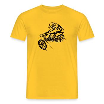 BMX Bicycle / Bike 01_black - Men's T-Shirt - yellow - Front - AI Model Male 178 dark (178cm)