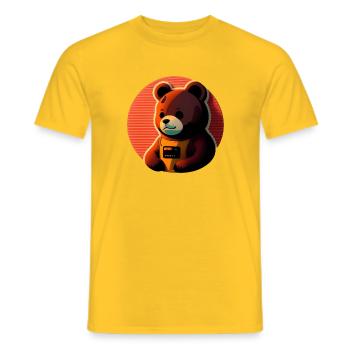 Dessin animé Ours - T-shirt homme - jaune - Devant - AI Model Male 178 dark (178cm)
