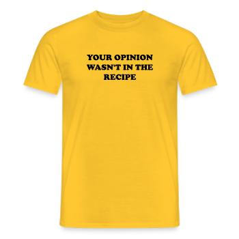 Votre avis n’était pas dans la recette - T-shirt homme - jaune - Devant - AI Model Male 178 dark (178cm)