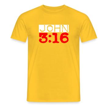 John 3:16 - Men's T-Shirt - yellow - Front - AI Model Male 178 dark (178cm)