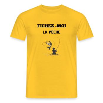 fichez moi la pêche humour pêcheur cadeau drôles - T-shirt homme - jaune - Devant - AI Model Male 178 dark (178cm)