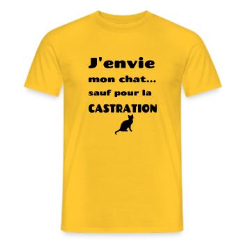 J'envie mon chat - T-shirt homme - jaune - Devant - AI Model Male 178 dark (178cm)