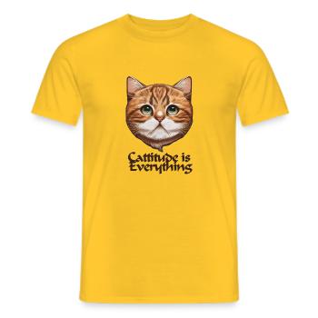 Cattitude is Everything - Männer T-Shirt - Gelb - Vorne - AI Model Male 178 dark (178cm)