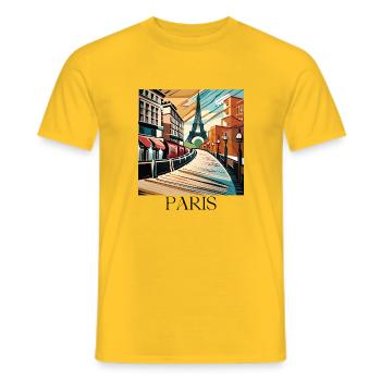 PARIS - Männer T-Shirt - Gelb - Vorne - AI Model Male 178 dark (178cm)