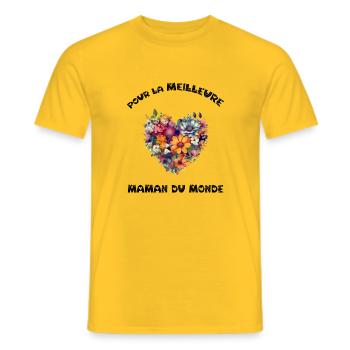 Bouquet de fleurs en coeur - T-shirt homme - jaune - Devant - AI Model Male 178 dark (178cm)