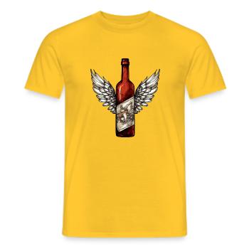 Bouteille de vin ailée n°2 - T-shirt homme - jaune - Devant - AI Model Male 178 dark (178cm)